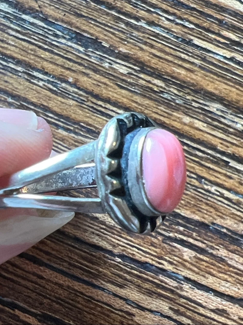 Taxco Sterling Silver signed Coral ring size 7.75